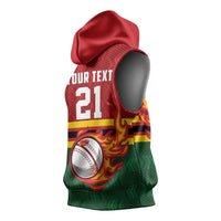 Zimbabwe Cricket Custom Sleeveless Hoodie The Chevrons Cricket Ball Fire - Wonder Print Shop