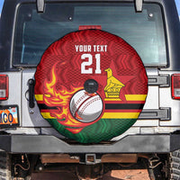 Zimbabwe Cricket Custom Spare Tire Cover The Chevrons Cricket Ball Fire - Wonder Print Shop