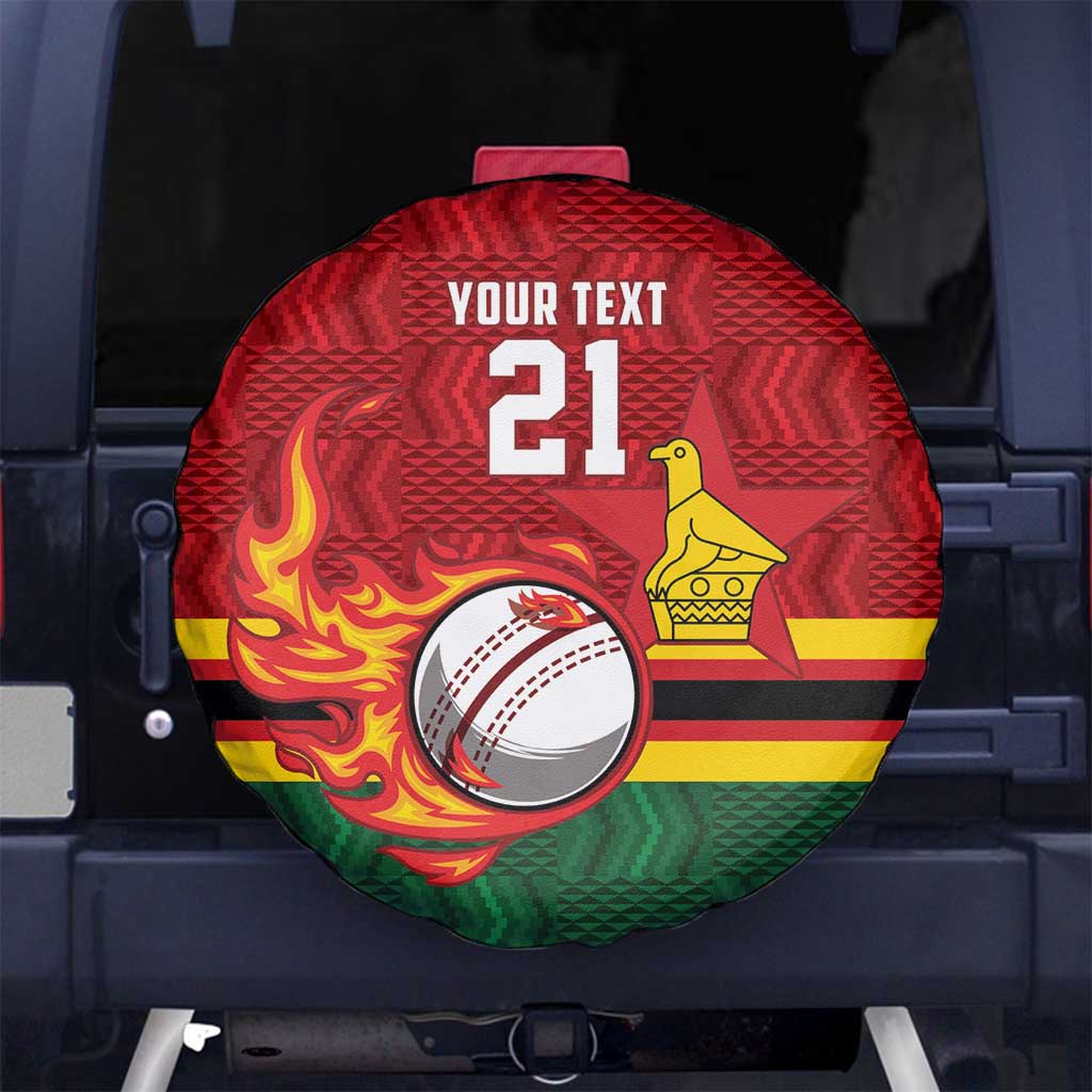 Zimbabwe Cricket Custom Spare Tire Cover The Chevrons Cricket Ball Fire - Wonder Print Shop