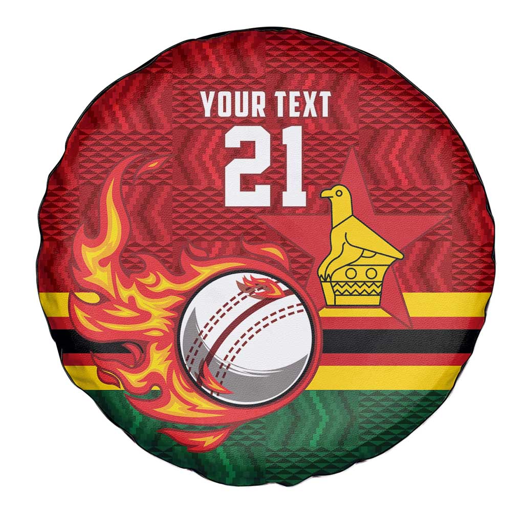 Zimbabwe Cricket Custom Spare Tire Cover The Chevrons Cricket Ball Fire - Wonder Print Shop