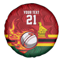 Zimbabwe Cricket Custom Spare Tire Cover The Chevrons Cricket Ball Fire - Wonder Print Shop
