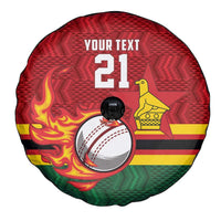 Zimbabwe Cricket Custom Spare Tire Cover The Chevrons Cricket Ball Fire - Wonder Print Shop