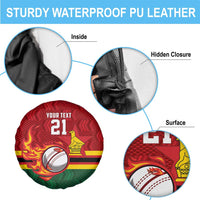 Zimbabwe Cricket Custom Spare Tire Cover The Chevrons Cricket Ball Fire - Wonder Print Shop
