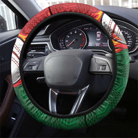Zimbabwe Cricket Steering Wheel Cover The Chevrons Cricket Ball Fire - Wonder Print Shop