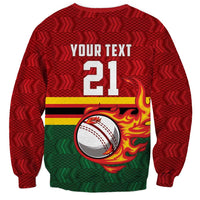 Zimbabwe Cricket Custom Sweatshirt The Chevrons Cricket Ball Fire - Wonder Print Shop