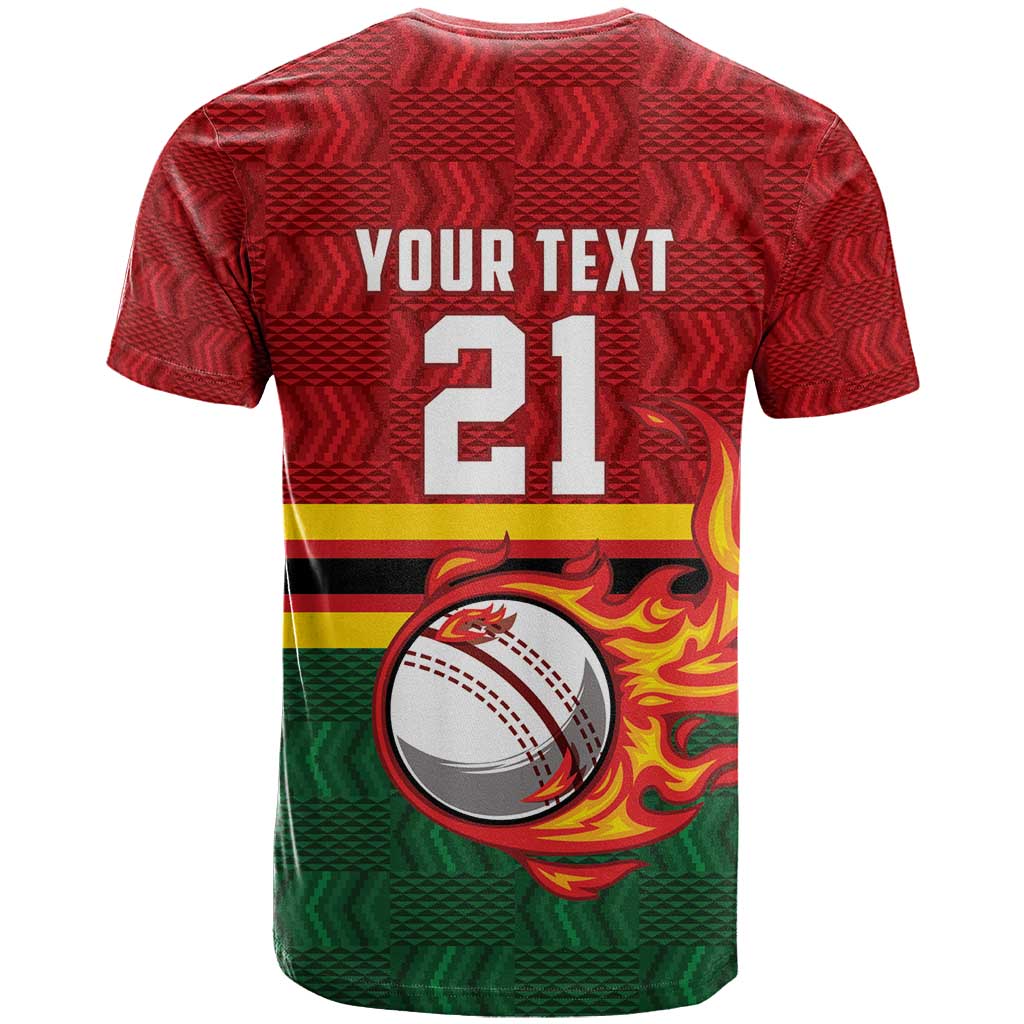 Zimbabwe Cricket Custom T Shirt The Chevrons Cricket Ball Fire - Wonder Print Shop