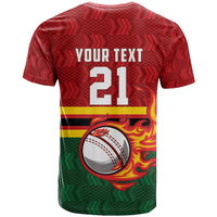 Zimbabwe Cricket Custom T Shirt The Chevrons Cricket Ball Fire - Wonder Print Shop