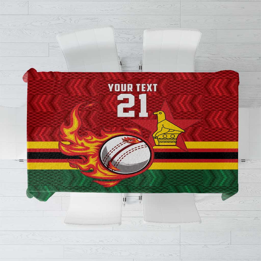 Zimbabwe Cricket Custom Tablecloth The Chevrons Cricket Ball Fire - Wonder Print Shop