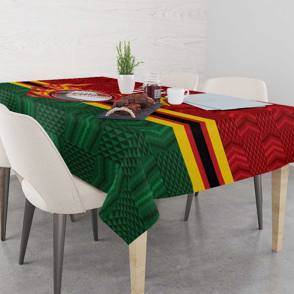 Zimbabwe Cricket Custom Tablecloth The Chevrons Cricket Ball Fire - Wonder Print Shop