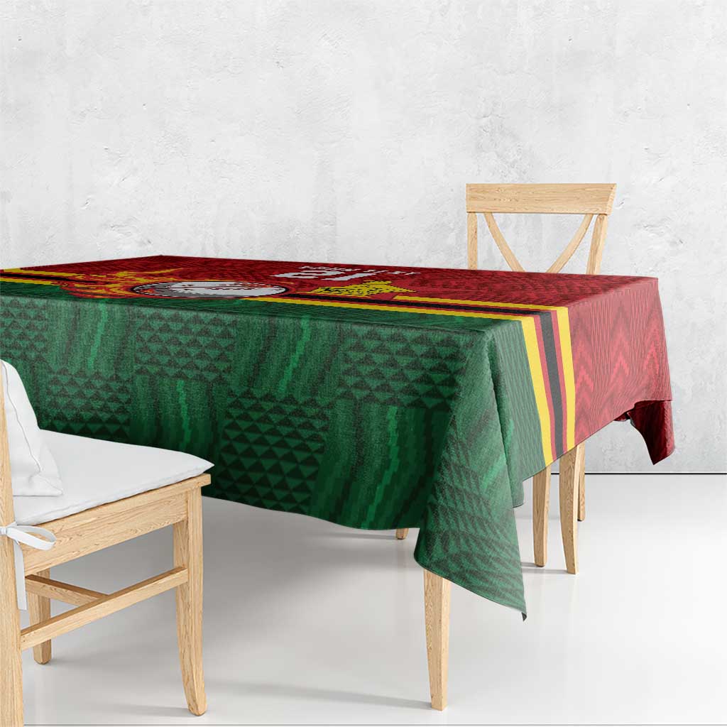 Zimbabwe Cricket Custom Tablecloth The Chevrons Cricket Ball Fire - Wonder Print Shop
