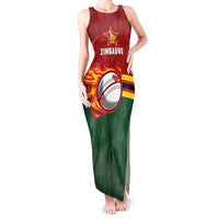 Zimbabwe Cricket Custom Tank Maxi Dress The Chevrons Cricket Ball Fire - Wonder Print Shop