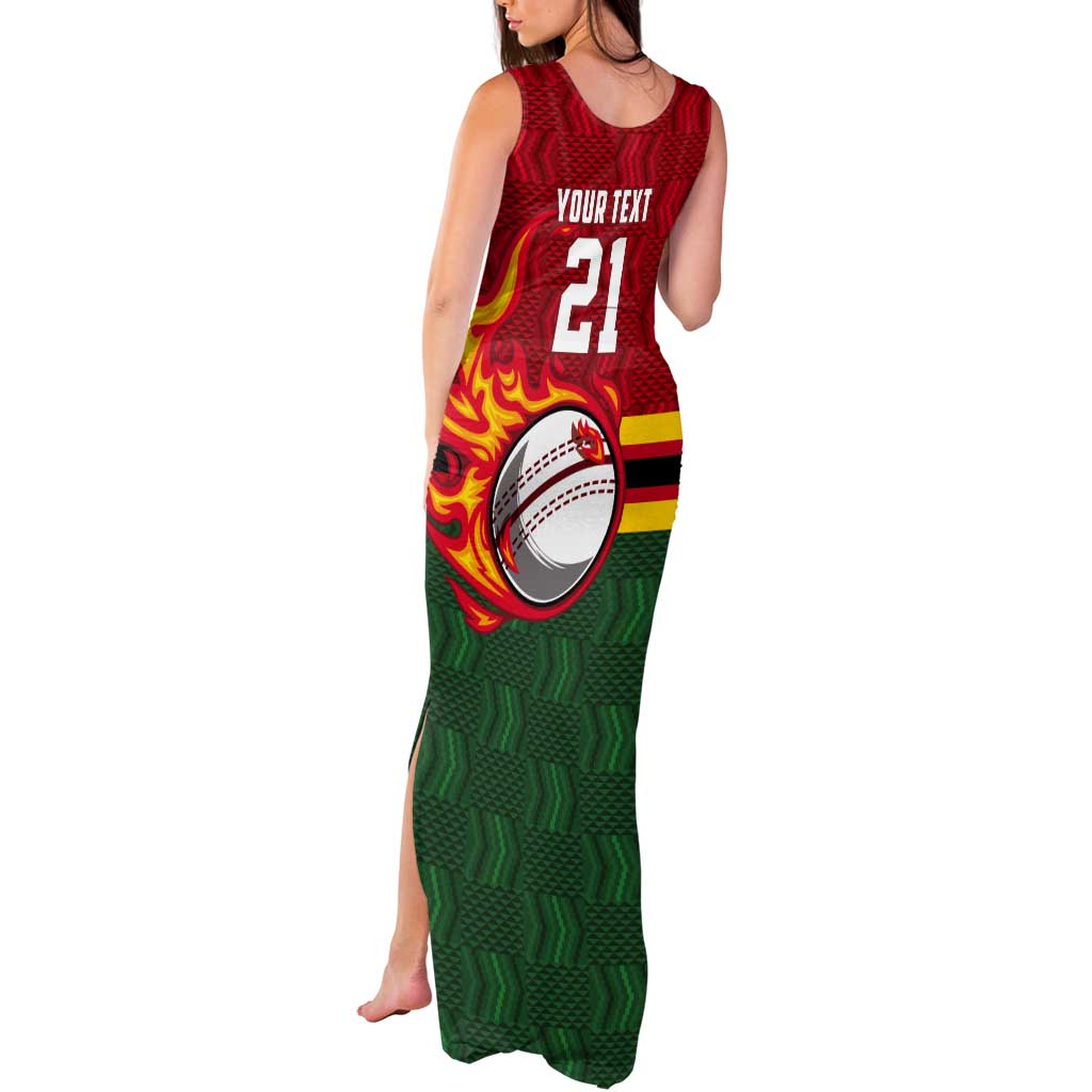 Zimbabwe Cricket Custom Tank Maxi Dress The Chevrons Cricket Ball Fire - Wonder Print Shop