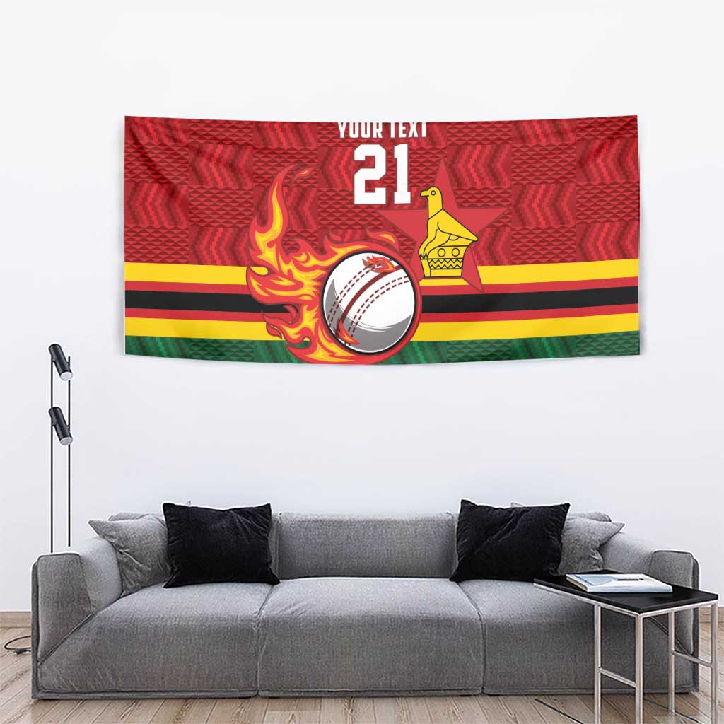 Zimbabwe Cricket Custom Tapestry The Chevrons Cricket Ball Fire - Wonder Print Shop