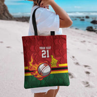 Zimbabwe Cricket Custom Tote Bag The Chevrons Cricket Ball Fire - Wonder Print Shop