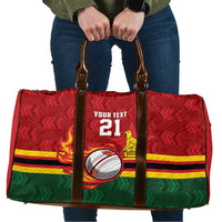Zimbabwe Cricket Custom Travel Bag The Chevrons Cricket Ball Fire - Wonder Print Shop