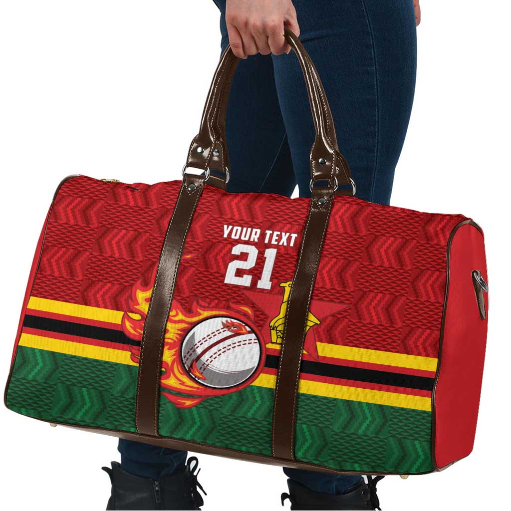 Zimbabwe Cricket Custom Travel Bag The Chevrons Cricket Ball Fire - Wonder Print Shop