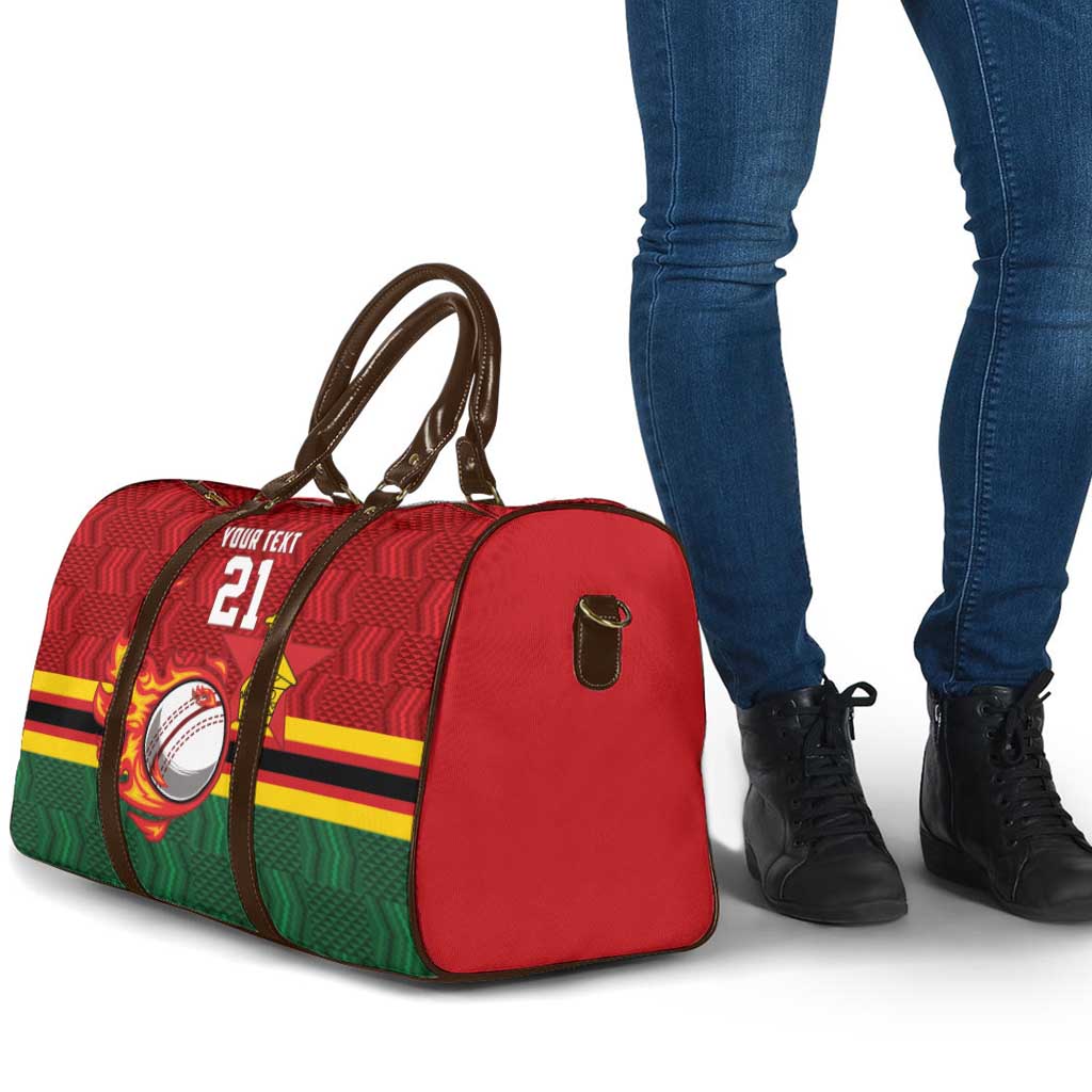 Zimbabwe Cricket Custom Travel Bag The Chevrons Cricket Ball Fire - Wonder Print Shop