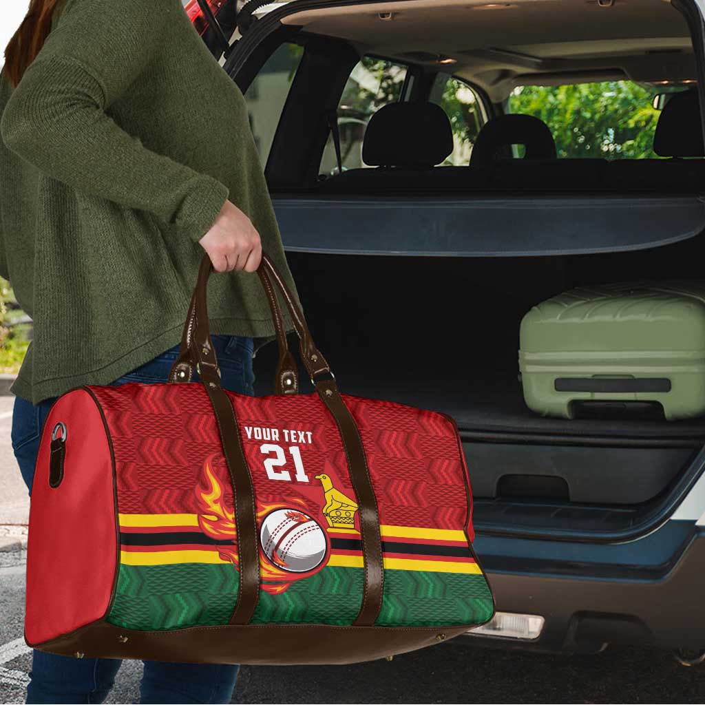 Zimbabwe Cricket Custom Travel Bag The Chevrons Cricket Ball Fire - Wonder Print Shop