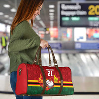 Zimbabwe Cricket Custom Travel Bag The Chevrons Cricket Ball Fire - Wonder Print Shop