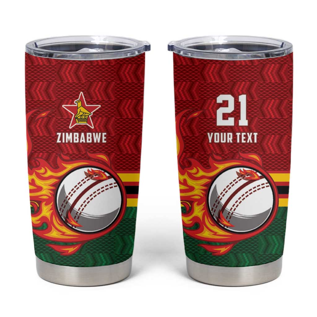 Zimbabwe Cricket Custom Tumbler Cup The Chevrons Cricket Ball Fire - Wonder Print Shop
