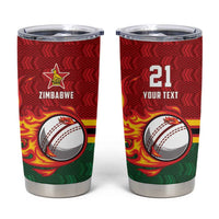 Zimbabwe Cricket Custom Tumbler Cup The Chevrons Cricket Ball Fire - Wonder Print Shop