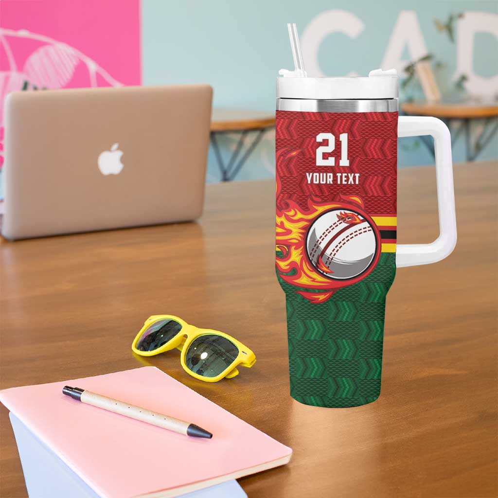 Zimbabwe Cricket Custom Tumbler With Handle The Chevrons Cricket Ball Fire - Wonder Print Shop