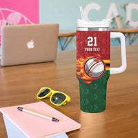 Zimbabwe Cricket Custom Tumbler With Handle The Chevrons Cricket Ball Fire - Wonder Print Shop