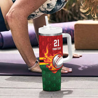 Zimbabwe Cricket Custom Tumbler With Handle The Chevrons Cricket Ball Fire - Wonder Print Shop