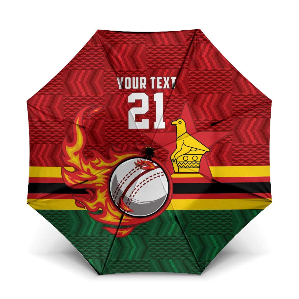 Zimbabwe Cricket Custom Umbrella The Chevrons Cricket Ball Fire - Wonder Print Shop