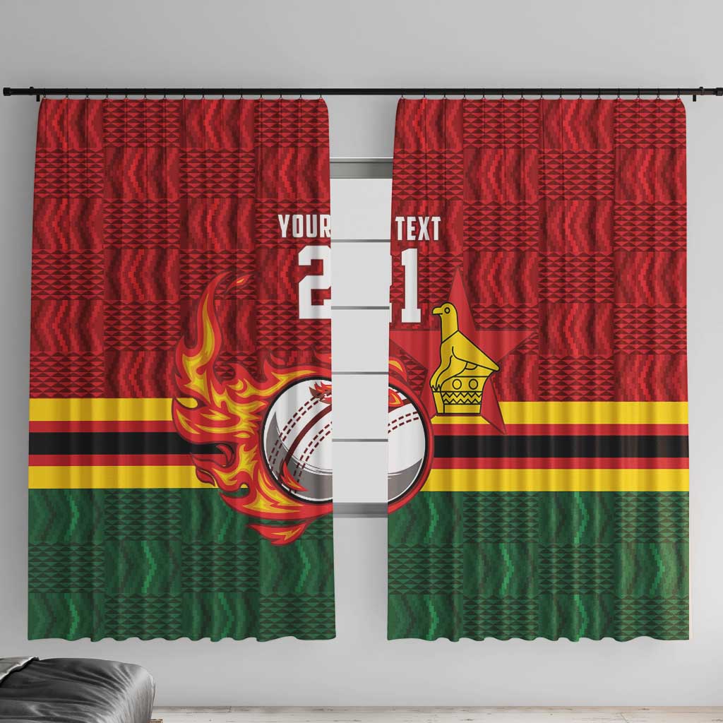 Zimbabwe Cricket Custom Window Curtain The Chevrons Cricket Ball Fire - Wonder Print Shop