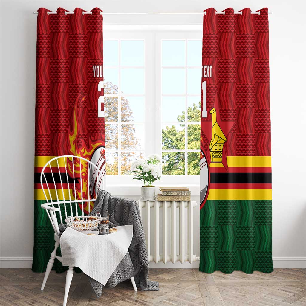 Zimbabwe Cricket Custom Window Curtain The Chevrons Cricket Ball Fire - Wonder Print Shop