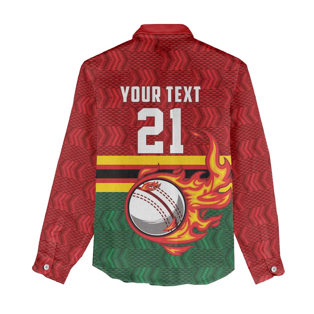 Zimbabwe Cricket Custom Women Casual Shirt The Chevrons Cricket Ball Fire - Wonder Print Shop