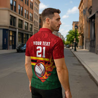 Zimbabwe Cricket Custom Zipper Polo Shirt The Chevrons Cricket Ball Fire - Wonder Print Shop