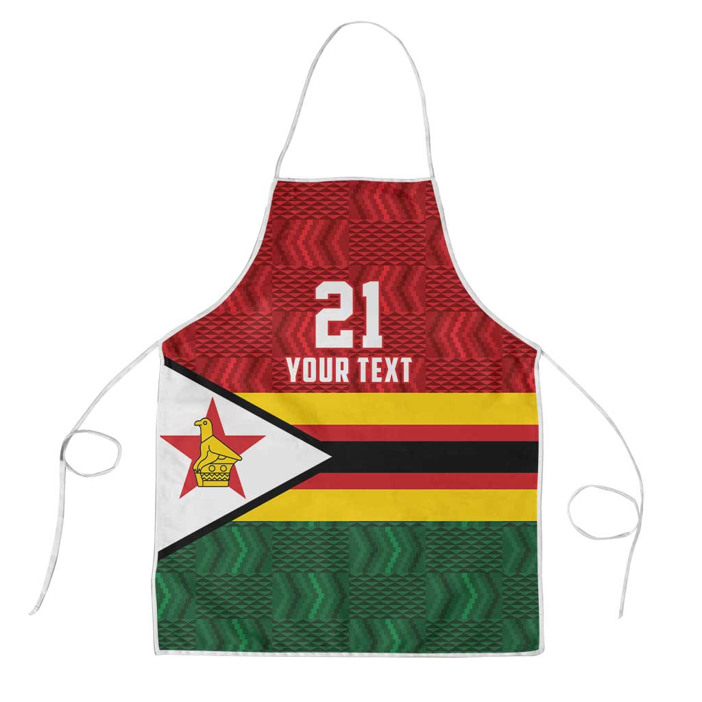 Zimbabwe Cricket Custom Apron Zimbabwean Pattern Flag Motif - Wonder Print Shop