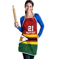 Zimbabwe Cricket Custom Apron Zimbabwean Pattern Flag Motif - Wonder Print Shop
