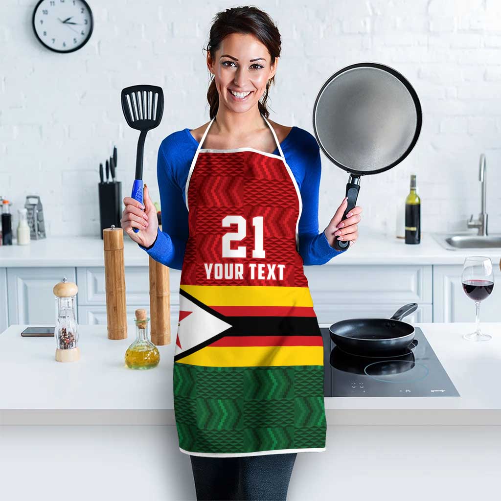 Zimbabwe Cricket Custom Apron Zimbabwean Pattern Flag Motif - Wonder Print Shop