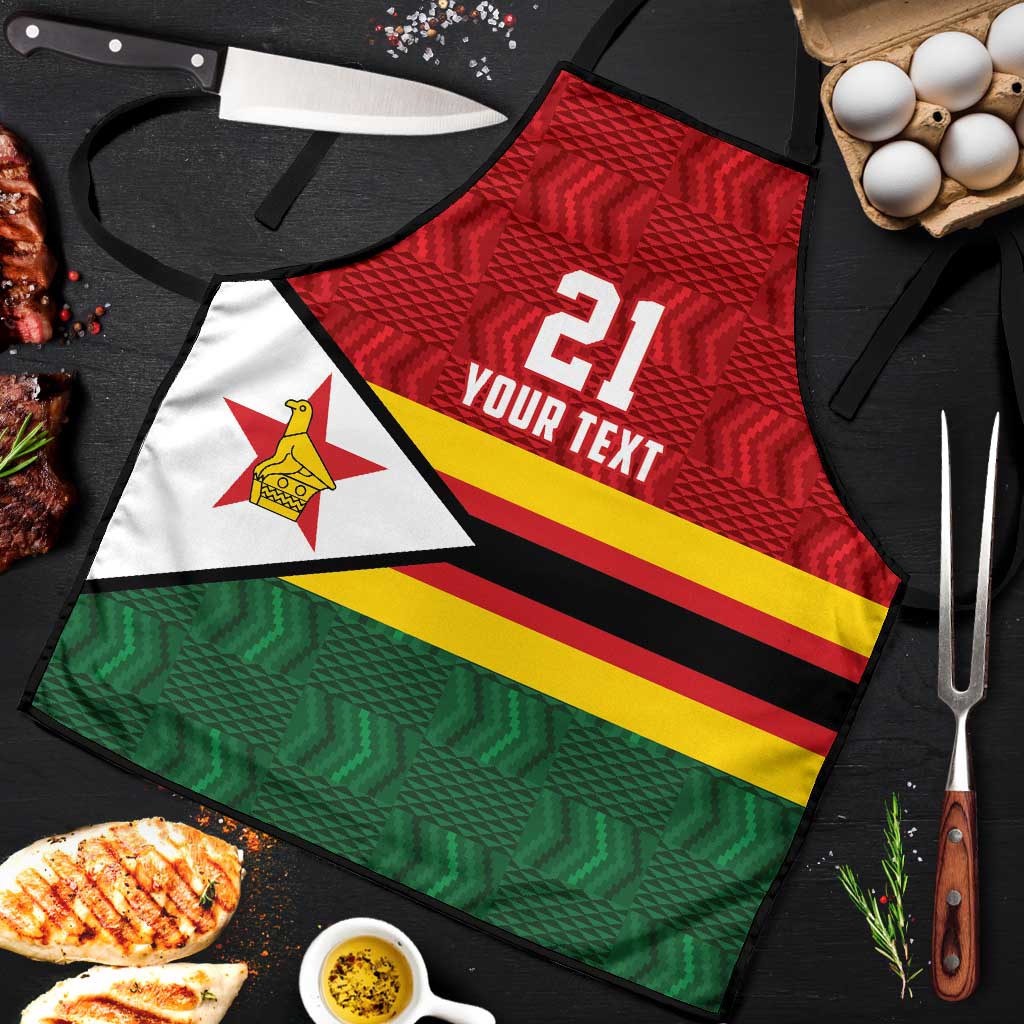 Zimbabwe Cricket Custom Apron Zimbabwean Pattern Flag Motif - Wonder Print Shop