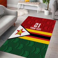 Zimbabwe Cricket Custom Area Rug Zimbabwean Pattern Flag Motif - Wonder Print Shop