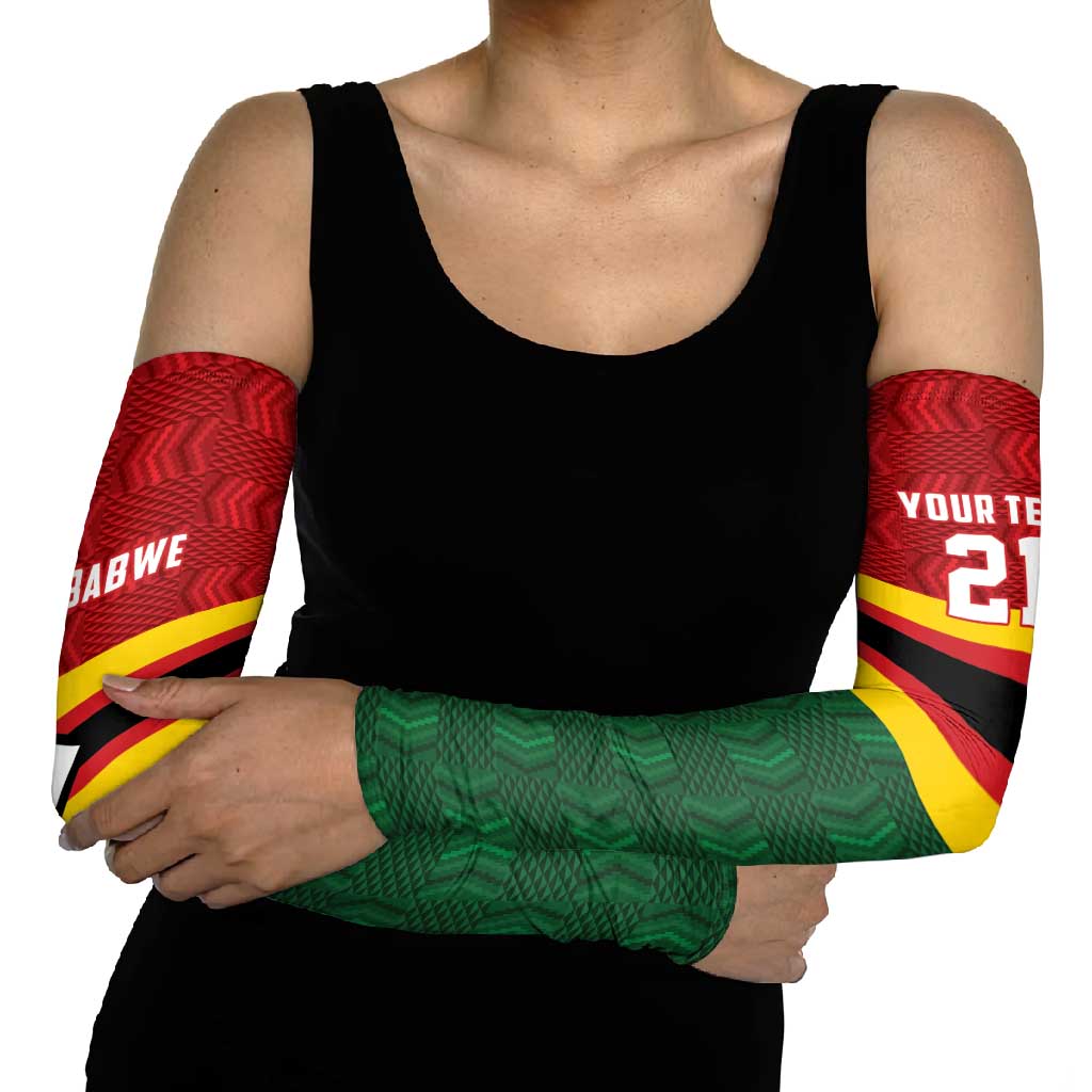 Zimbabwe Cricket Custom Arm Sleeves Zimbabwean Pattern Flag Motif - Wonder Print Shop