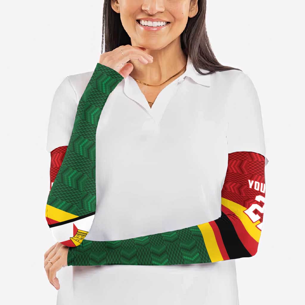 Zimbabwe Cricket Custom Arm Sleeves Zimbabwean Pattern Flag Motif - Wonder Print Shop