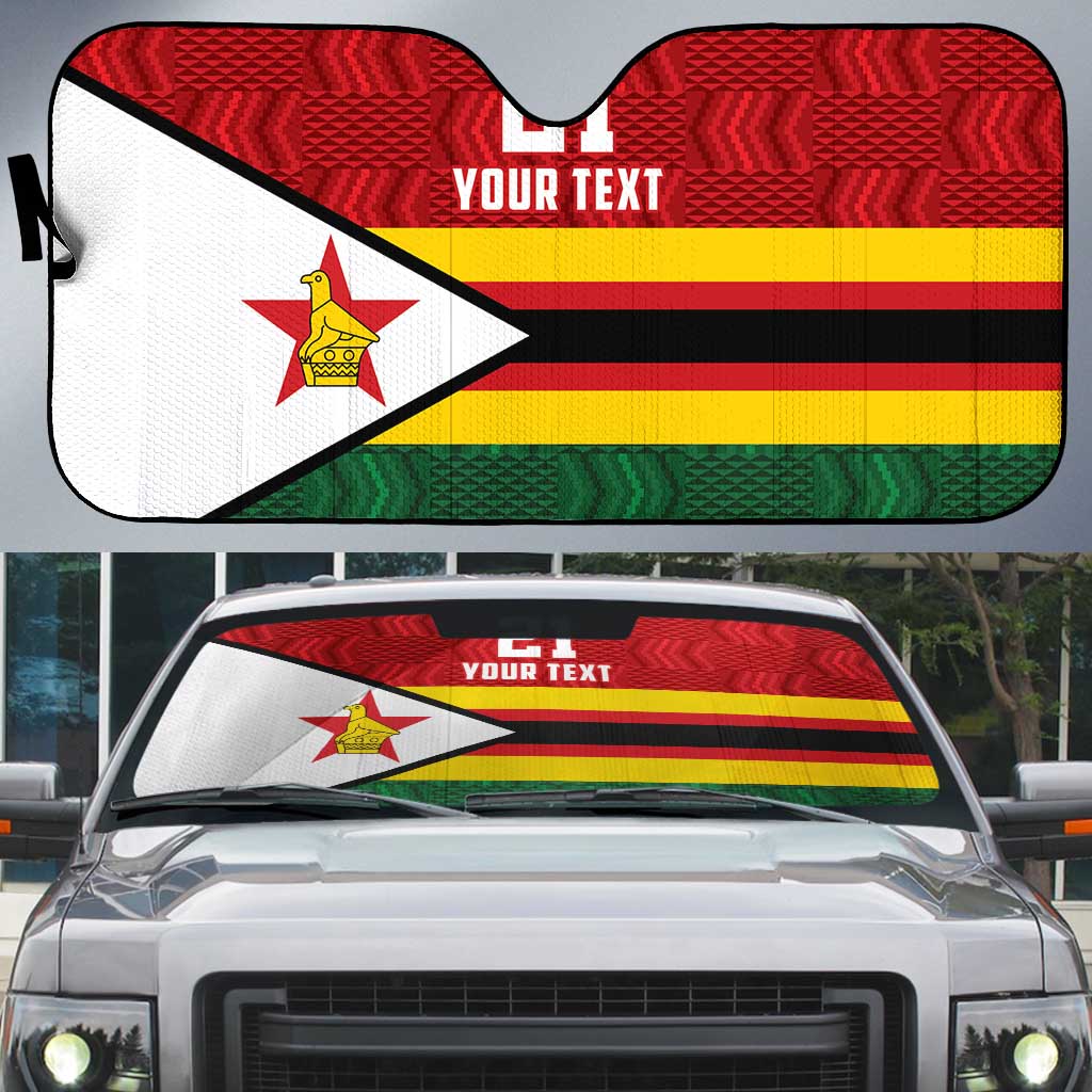 Zimbabwe Cricket Custom Auto Sun Shade Zimbabwean Pattern Flag Motif - Wonder Print Shop