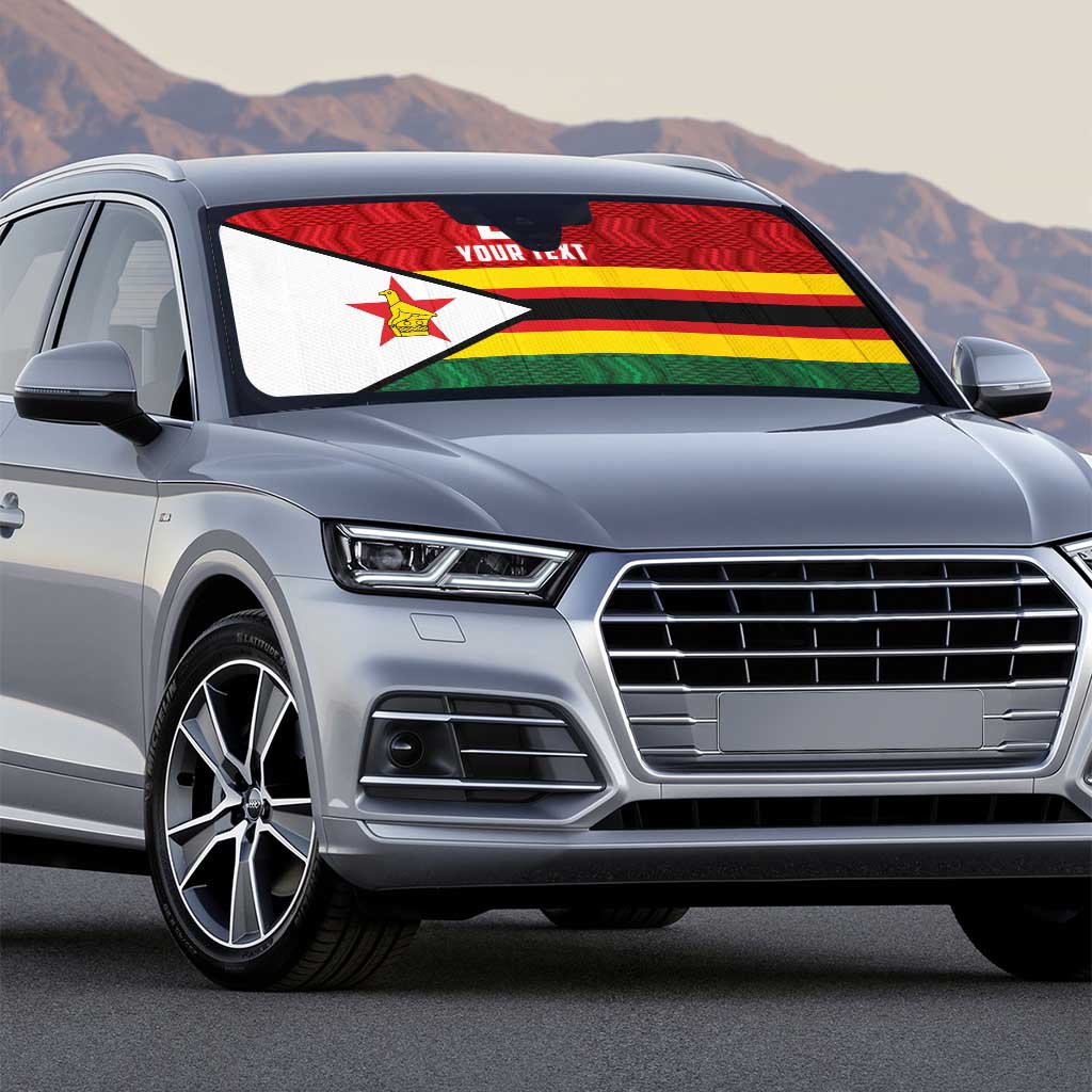 Zimbabwe Cricket Custom Auto Sun Shade Zimbabwean Pattern Flag Motif - Wonder Print Shop