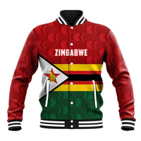 Zimbabwe Cricket Custom Baseball Jacket Zimbabwean Pattern Flag Motif - Wonder Print Shop
