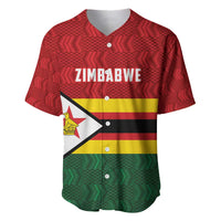Zimbabwe Cricket Custom Baseball Jersey Zimbabwean Pattern Flag Motif - Wonder Print Shop