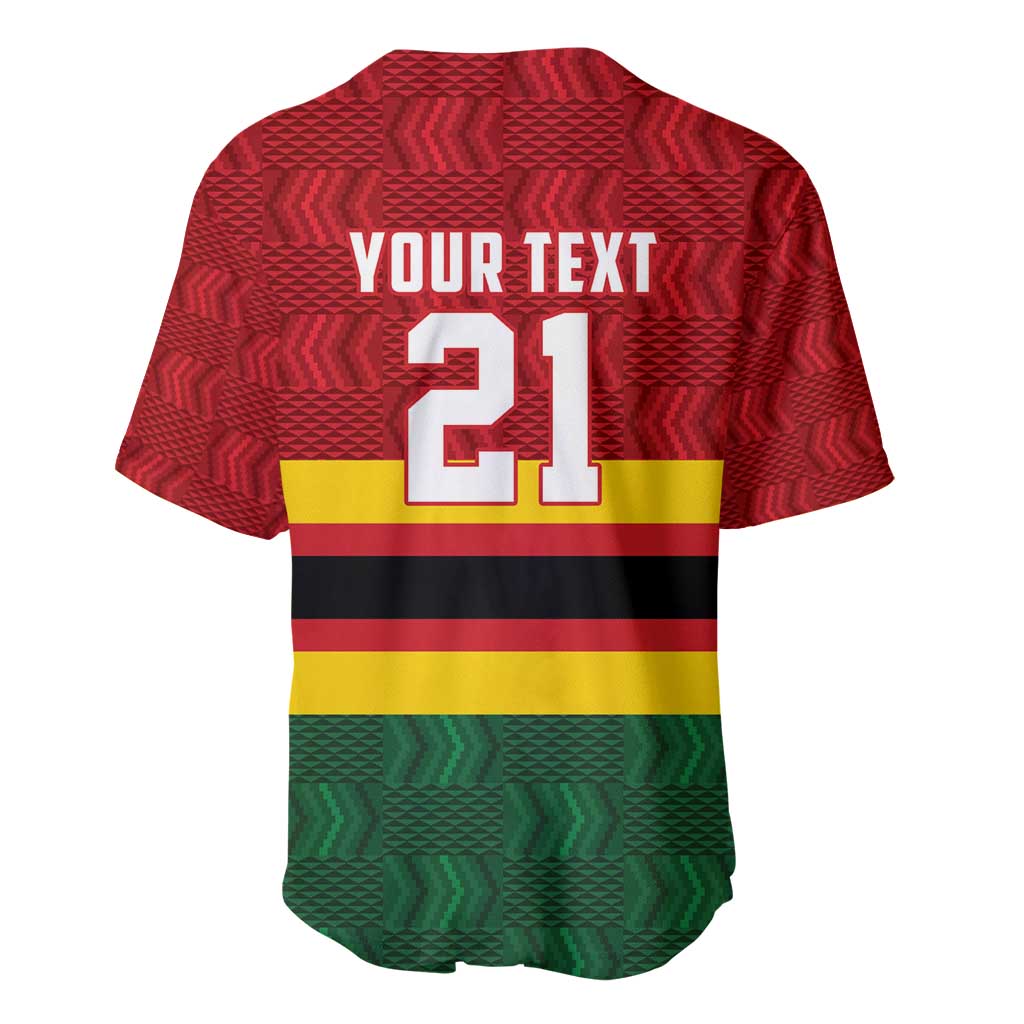 Zimbabwe Cricket Custom Baseball Jersey Zimbabwean Pattern Flag Motif - Wonder Print Shop