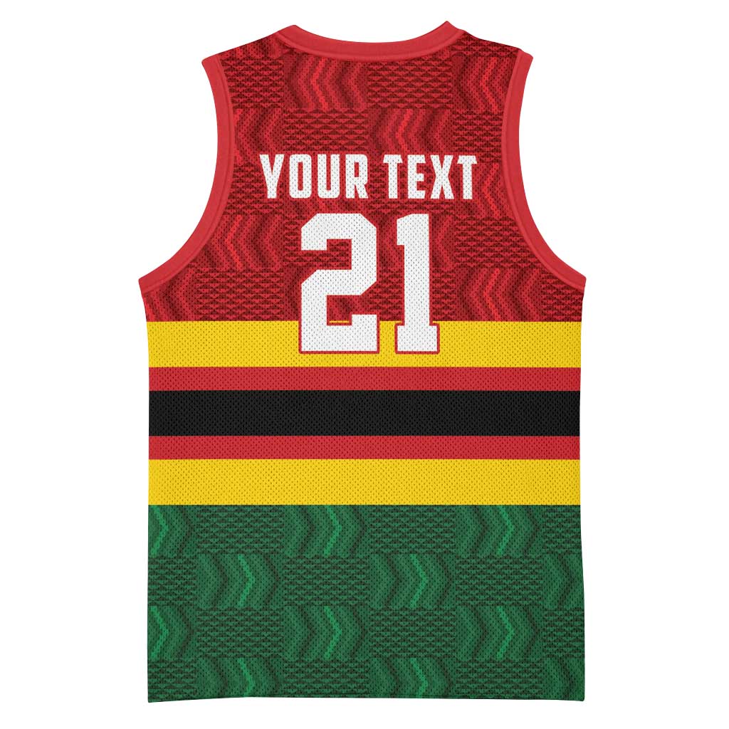Zimbabwe Cricket Custom Basketball Jersey Zimbabwean Pattern Flag Motif - Wonder Print Shop