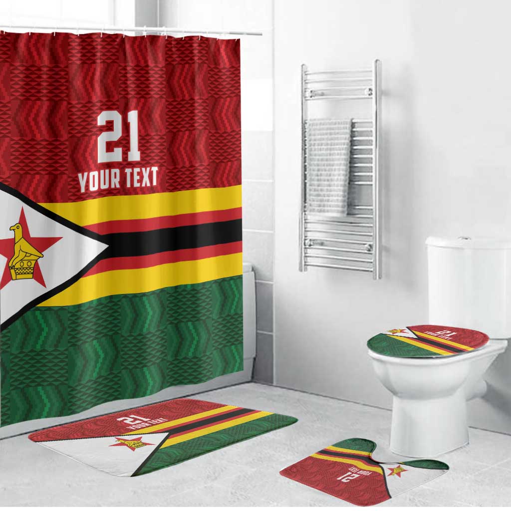 Zimbabwe Cricket Custom Bathroom Set Zimbabwean Pattern Flag Motif - Wonder Print Shop