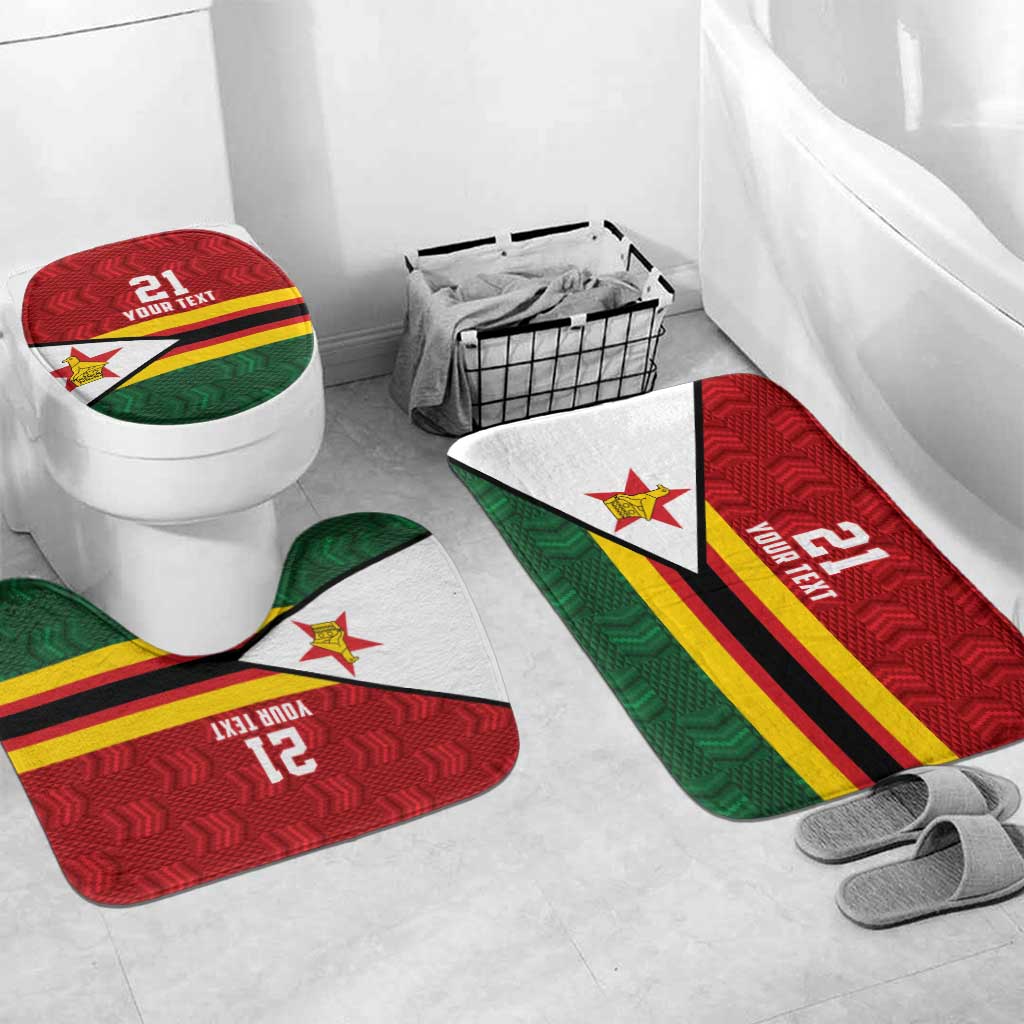 Zimbabwe Cricket Custom Bathroom Set Zimbabwean Pattern Flag Motif - Wonder Print Shop