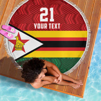 Zimbabwe Cricket Custom Beach Blanket Zimbabwean Pattern Flag Motif - Wonder Print Shop