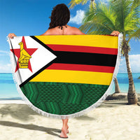 Zimbabwe Cricket Custom Beach Blanket Zimbabwean Pattern Flag Motif - Wonder Print Shop
